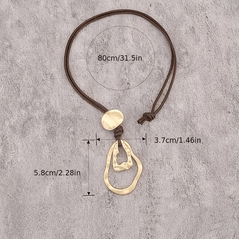 Women's Bohemian Long Pendant Necklace in Brown with Cut-out Design